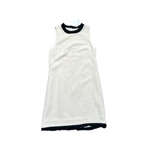 NWT J. Crew Ruffle Neck Shift Dress Lined Sleeveless Zip White Black Size 6